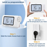 DIGITEN WTC100Pro Wireless Temperature Controller Thermostat Outlet Remote Control Thermostat With Heating Cooling Mode for Fan Heater (EU PLUG))