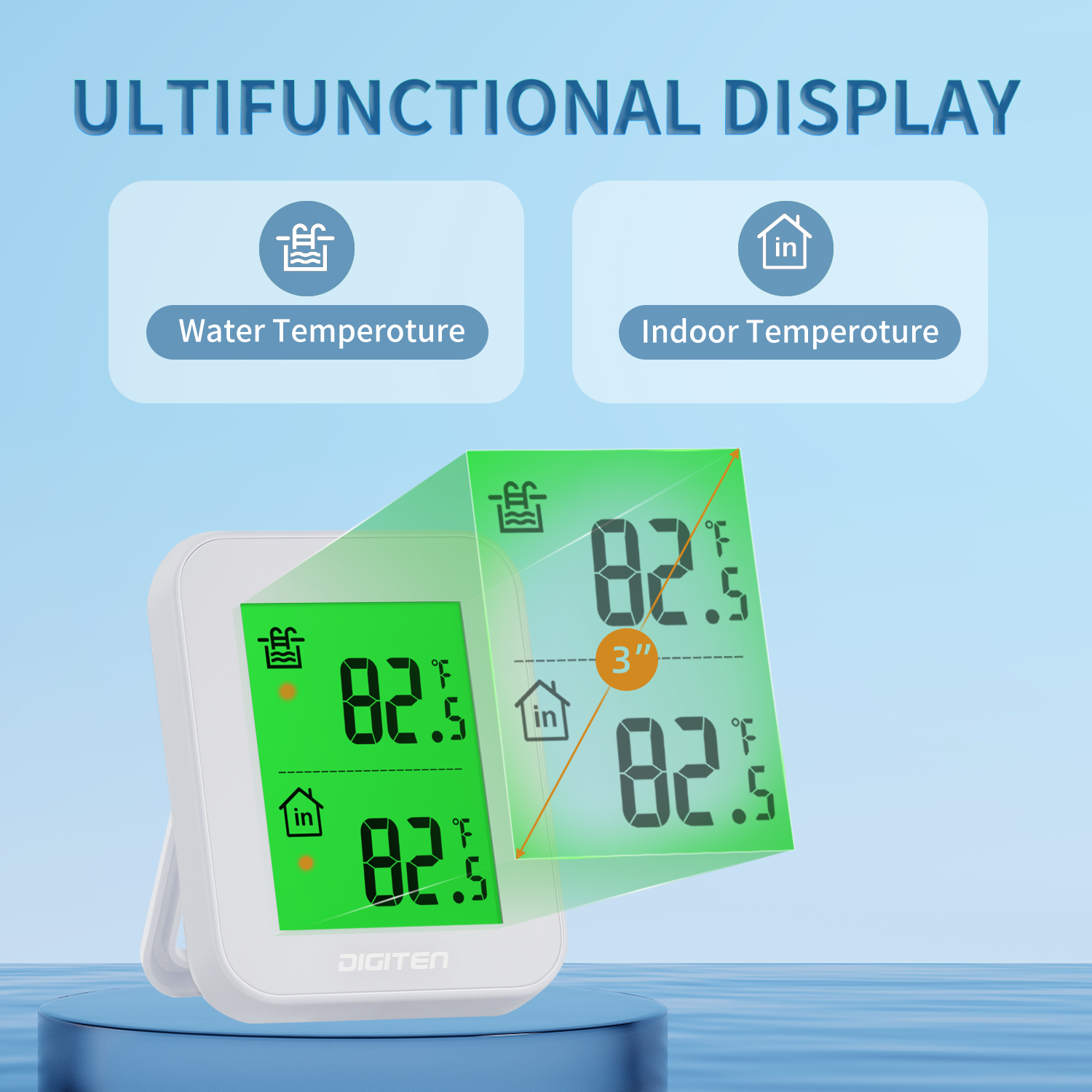 Indoor Outdoor Thermometer, Wireless Temperature Monitor, Digital