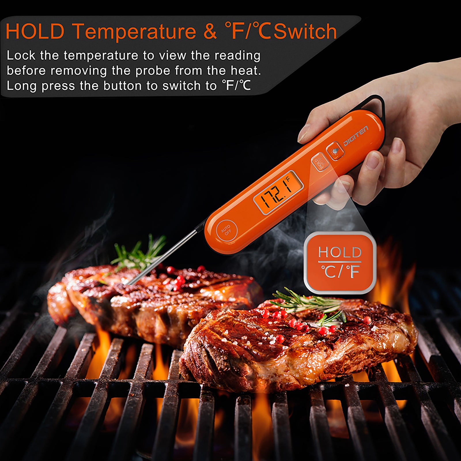 Instant Read Meat Thermometer for Grill and Cooking Digital Probe for  Kitchen, Outdoor Grilling and BBQ