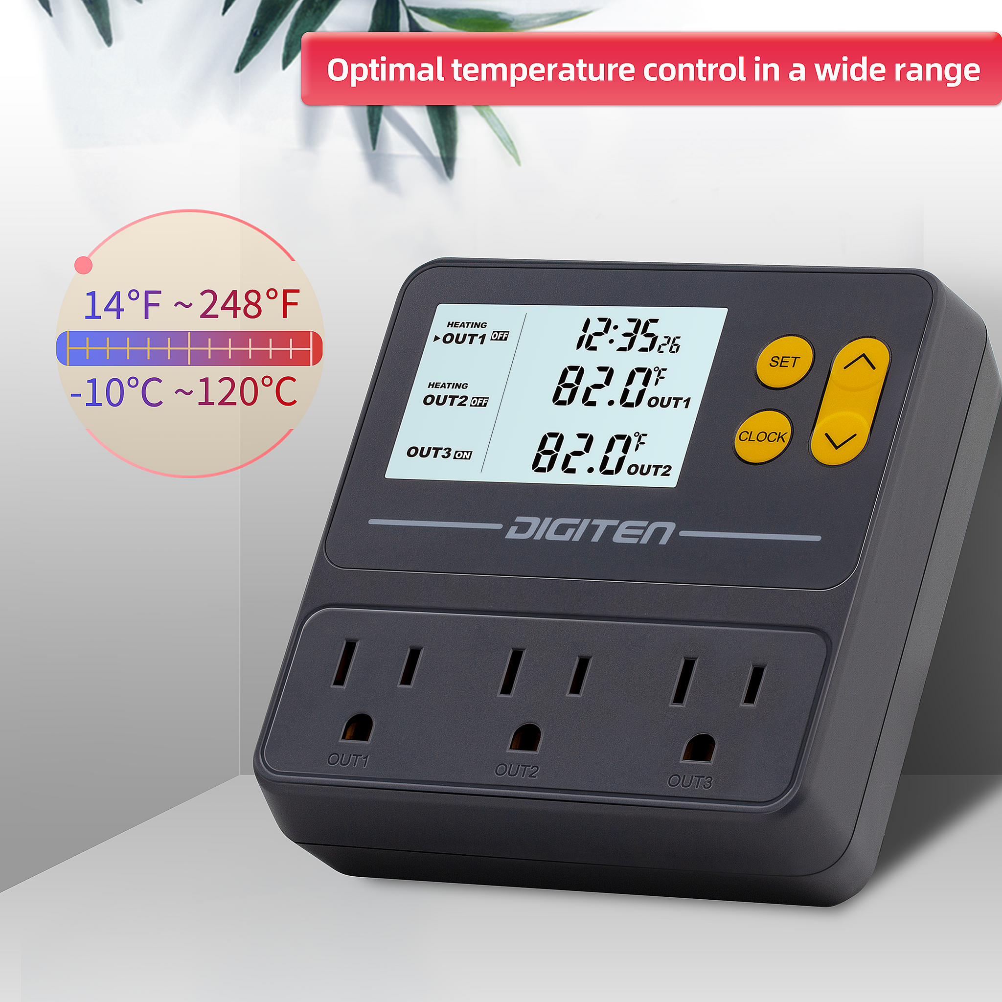 DIGITEN Temperature Controller with Timer Reptile Thermostat Timer Day