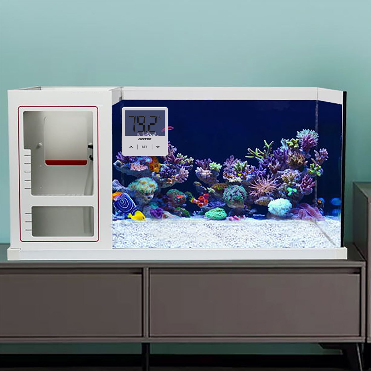 Fovolat Aquarium Digital Thermometer Clear Display Fish Tank