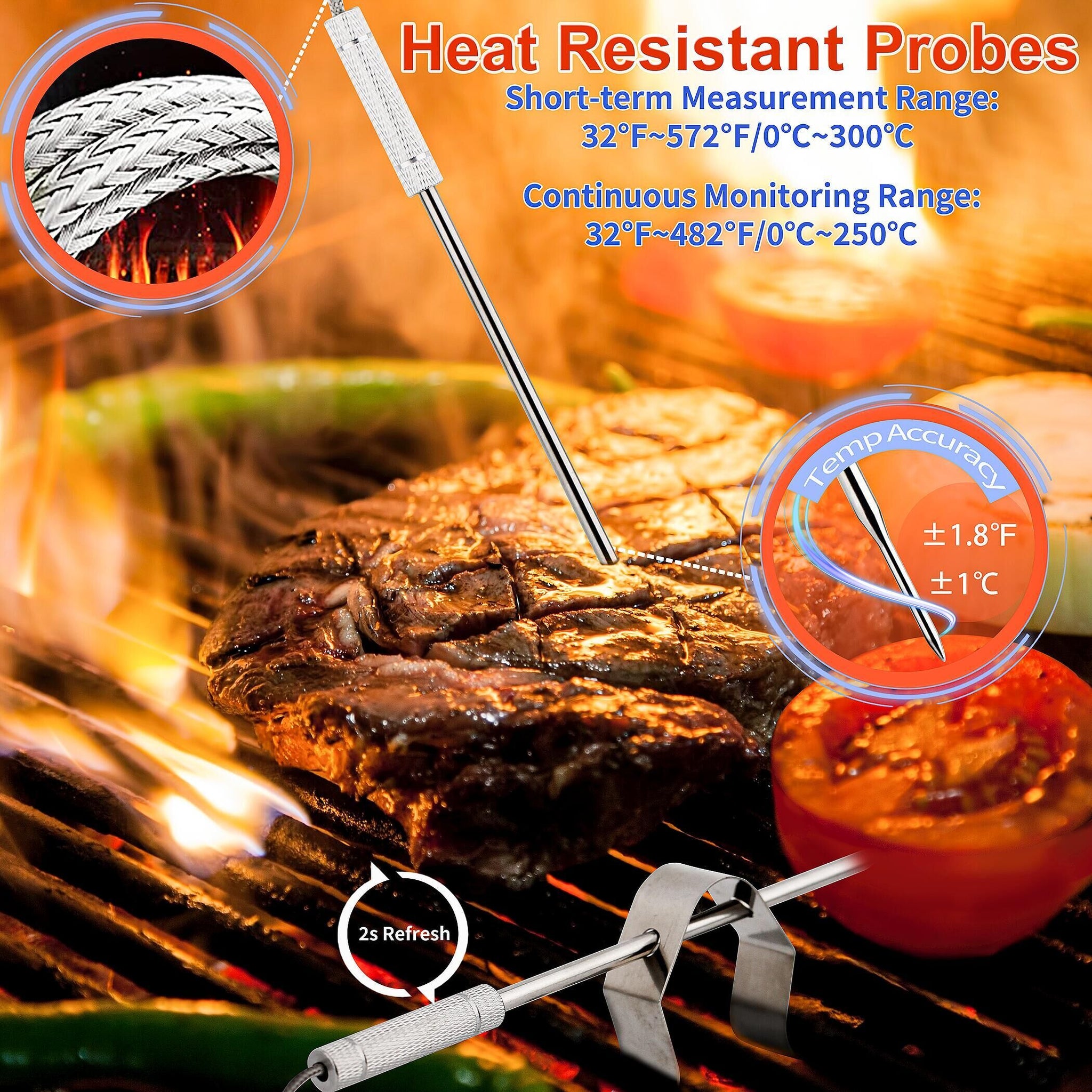 Kitchen Oven Thermometer Wireless Smart BBQ Meat Food