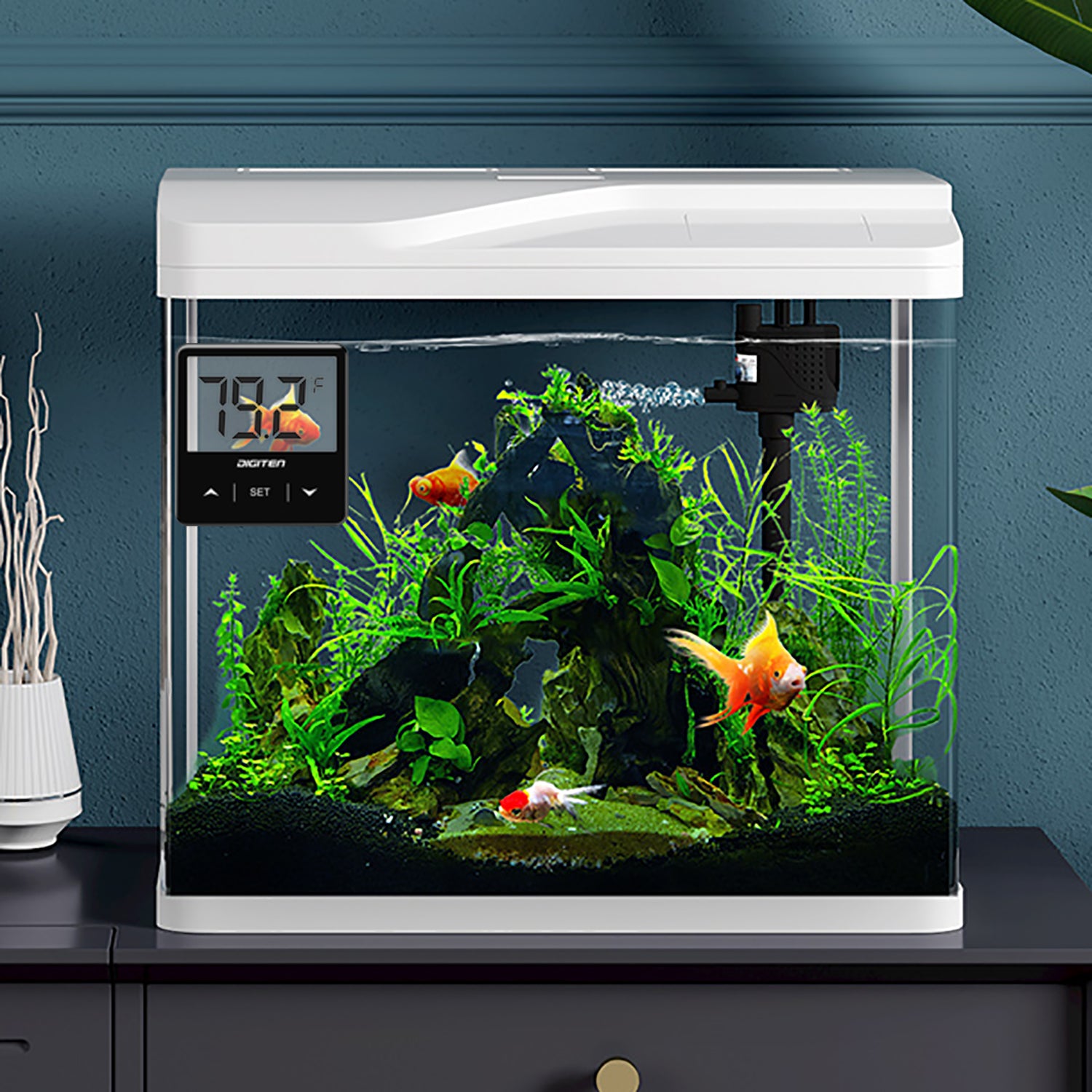 Neptonion Aquarium Thermometer LCD Digital Aquarium Thermometer with  Suction Cup Fish Tank Water Terrarium Temperature for Fish and Reptiles  Like