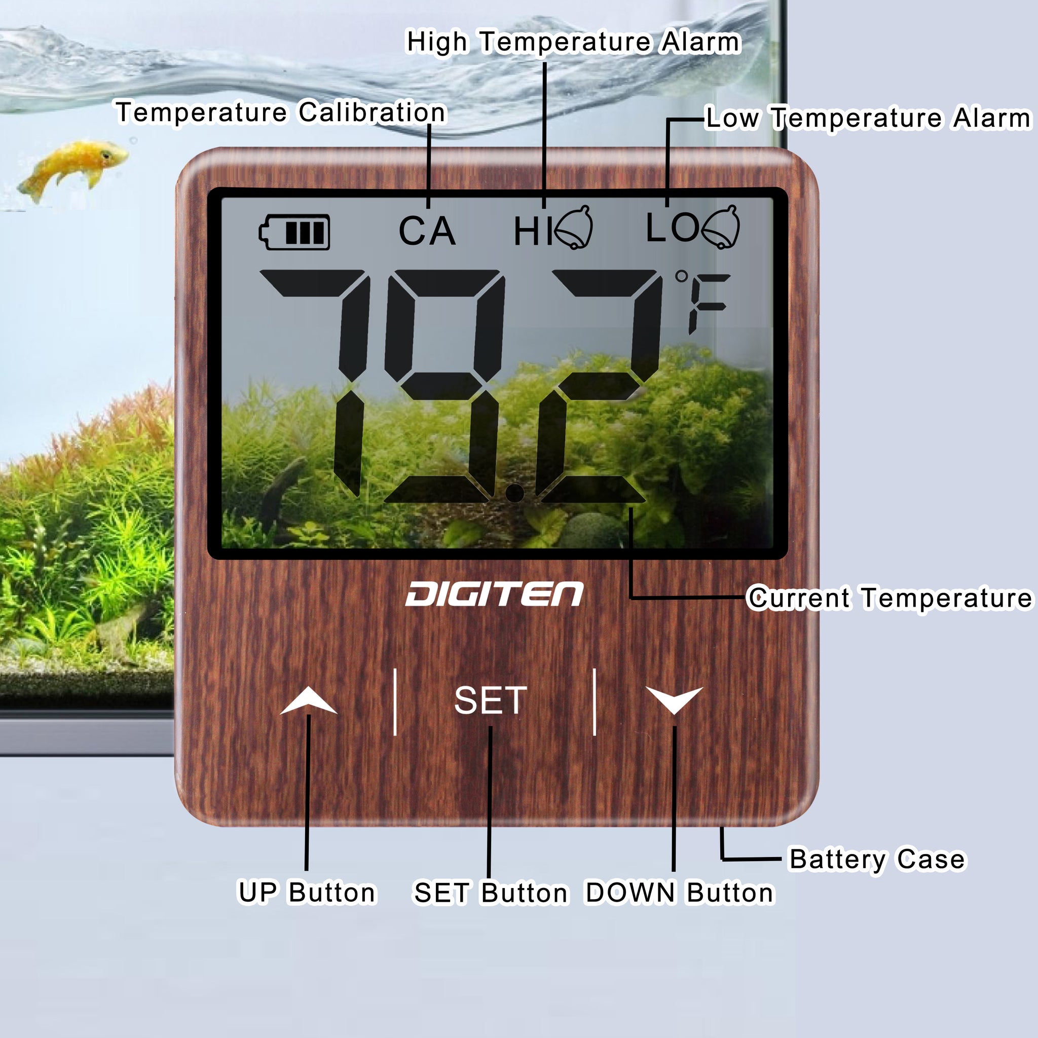 Aquarium Thermometer LCD Display Digitale Temperatur für drinnen & Fisch  für Tank W
