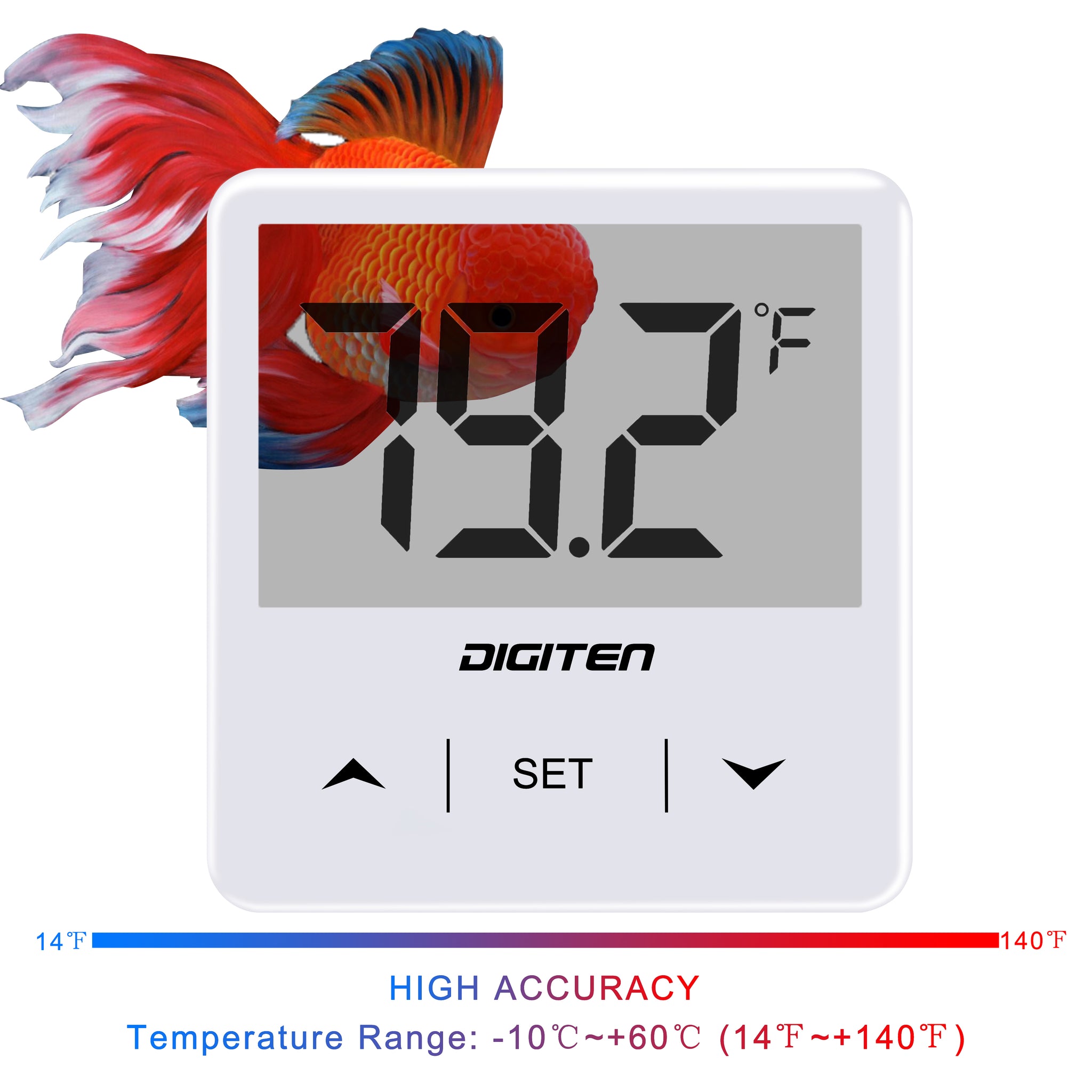 capetsma Aquarium Thermometer Digital Fish Tank Thermometer Large LCD  Screen Records High & Low Water Temperature in 24 hrs Black
