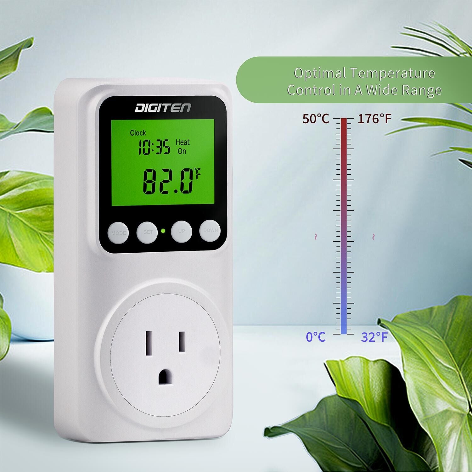 DIGITEN Temperature Controller Day/Night Temperature Controlled Outlet  Reptile Thermostat Timer Greenhouse Thermostat with Timer Heat Mat  Thermostat